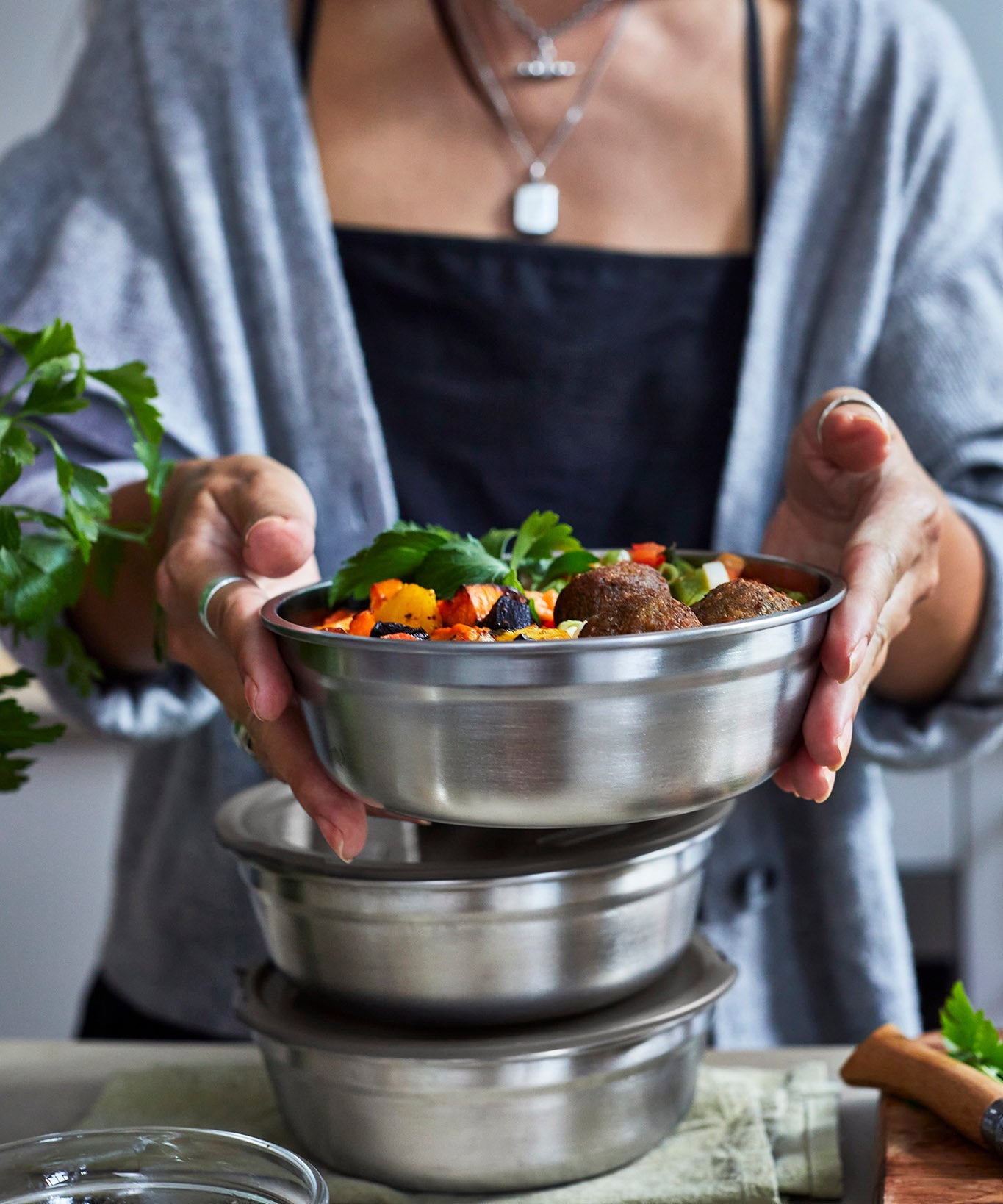 Bol de préparation de repas en acier inoxydable Black+Blum