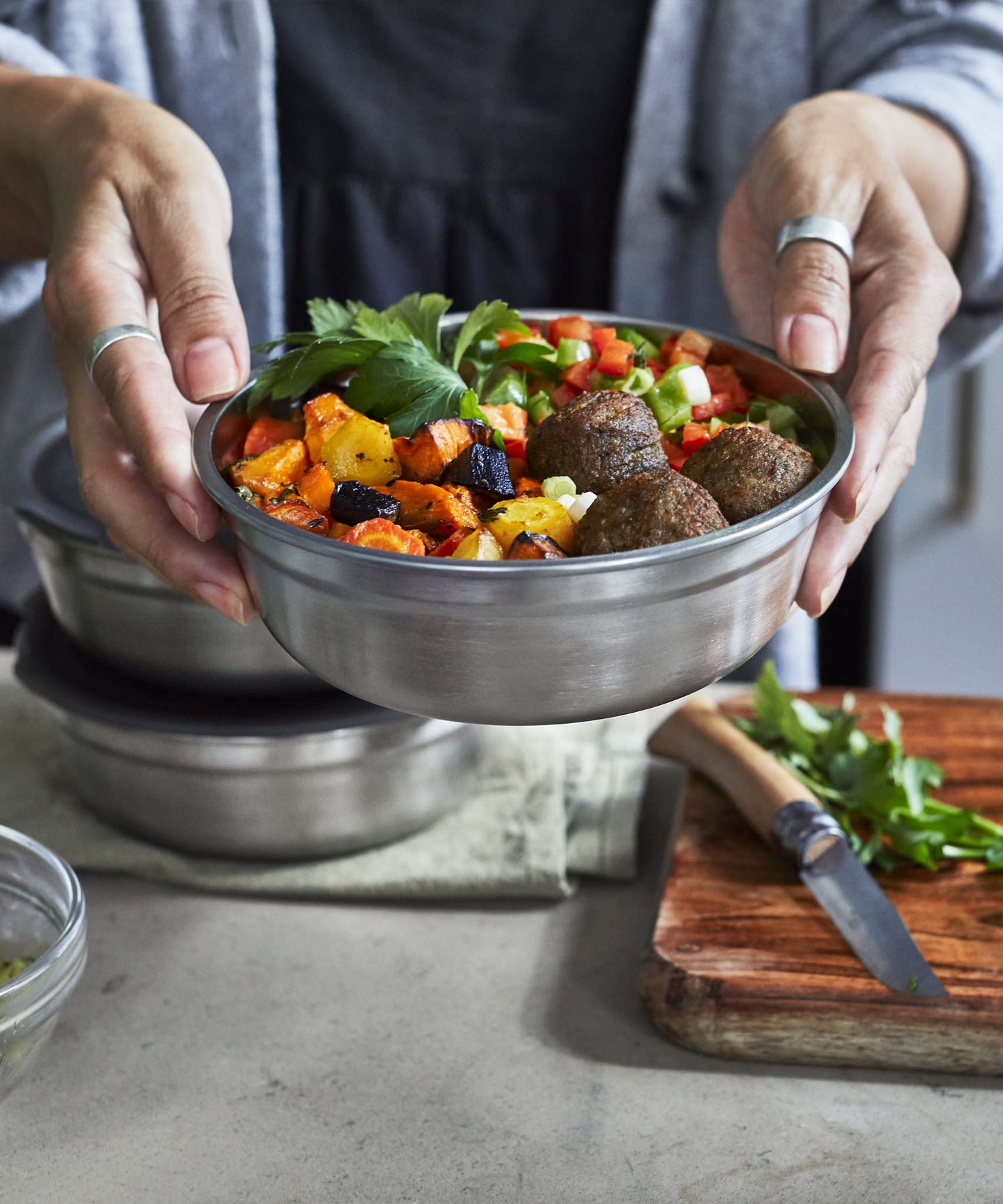 Bol de préparation de repas en acier inoxydable Black+Blum