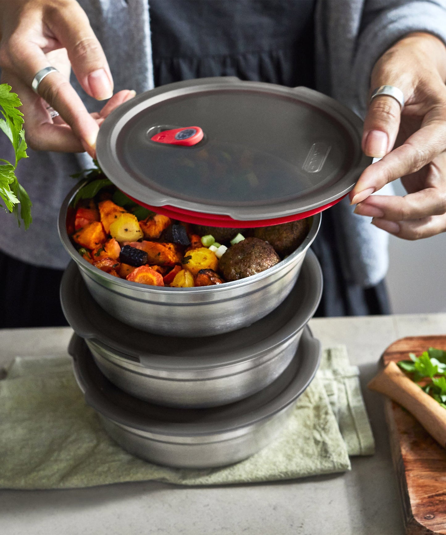 Bol de préparation de repas en acier inoxydable Black+Blum